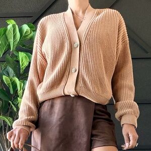 #378 Rhinestone button knit cardigan